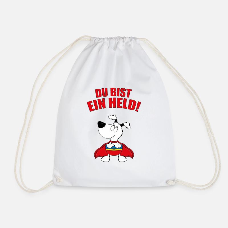 DU BIST EIN HELD! - HUND - SUPERHELD - TIERISCH - Turnbeutel - Weiß