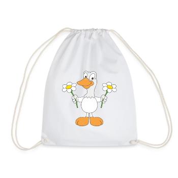 GANS - GÄNSEBLÜMCHEN - LIEBE - LOVE - BLUMEN - Turnbeutel - Weiß - Vorne