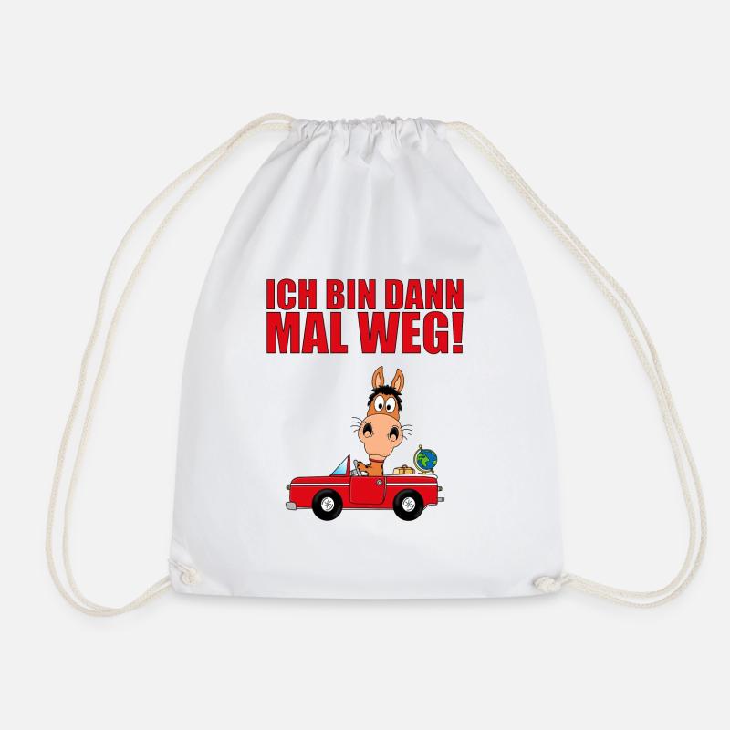 PFERD - AUTO - ICH BIN DANN MAL WEG! - Turnbeutel - Weiß