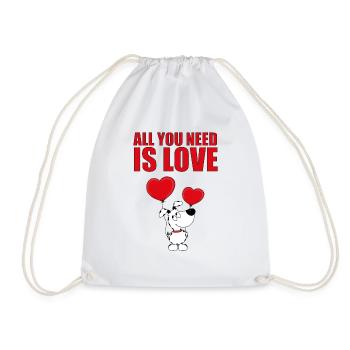 HUND - ALL YOU NEED IS LOVE - Turnbeutel - Weiß - Vorne