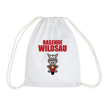 MOTORRAD - BIKER - RASENDE WILDSAU - Turnbeutel - Weiß - Vorne