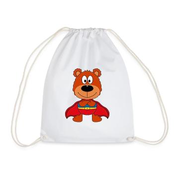 SUPERHELD - TEDDYBÄR - TEDDY - KIND - BABY - Turnbeutel - Weiß - Vorne