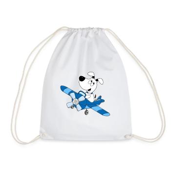 HUND - FLUGZEUG - TIER - KIND - BABY - Turnbeutel - Weiß - Vorne