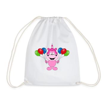 EINHORN - LUFTBALLONS - KIND - BABY - TIERISCH - Turnbeutel - Weiß - Vorne
