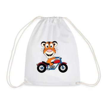 TIGER - MOTORRAD - BIKER - MOTORSPORT - TIER - Turnbeutel - Weiß - Vorne