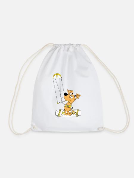 HUND - KITER - KITESURFER - KITE - KITEN - SPORT - Turnbeutel - Weiß
