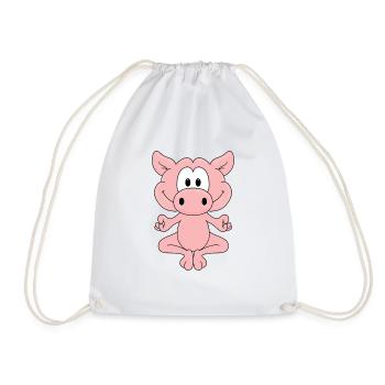 YOGA - PILATES - SCHWEIN - TIER - TIERISCH - Turnbeutel - Weiß - Vorne