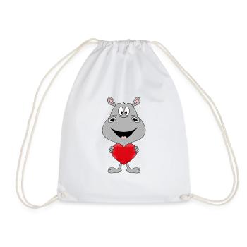 FLUSSPFERD - NILPFERD - HIPPO - HERZ - LIEBE - Turnbeutel - Weiß - Vorne