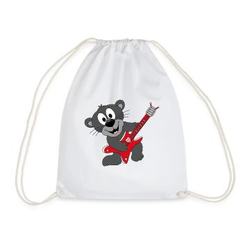 PANTHER - GITARRIST - MUSIK - TIER - KIND - BABY - Turnbeutel - Weiß - Vorne