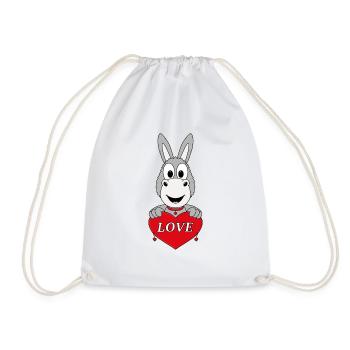 ESEL - HERZ - LIEBE - LOVE - TIER - KIND - BABY - Turnbeutel - Weiß - Vorne