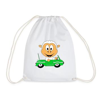 SCHAF - AUTOFAHRER - AUTO - CABRIO - TIER - FUN - Turnbeutel - Weiß - Vorne