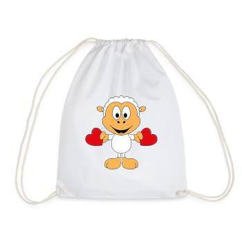 SCHAF - LIEBE - HERZEN - TIER - KIND - BABY - Turnbeutel - Weiß - Vorne