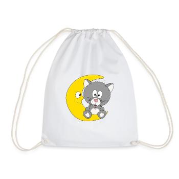 MOND - KATZE - TIER - KIND - BABY - Turnbeutel - Weiß - Vorne