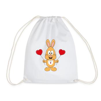 HASE - LUFTBALLONS - HERZEN - LIEBE - LOVE - Turnbeutel - Weiß - Vorne