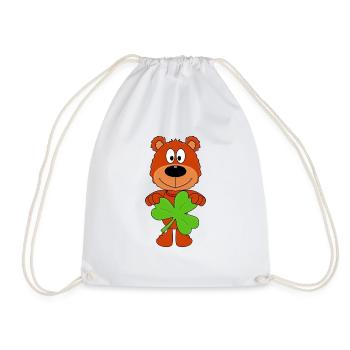 TEDDY - BÄR - TEDDYBÄR - KLEE - KLEEBLATT - Turnbeutel - Weiß - Vorne