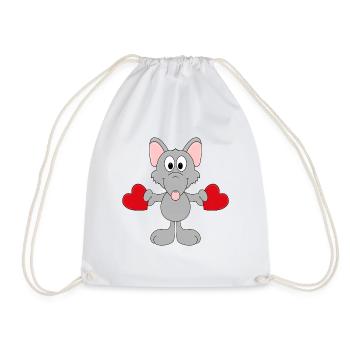 RATTE - HERZEN - LIEBE - TIERLIEB - TIERISCH - Turnbeutel - Weiß - Vorne