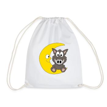WILDSCHWEIN - MOND - TIER - KINDER - BABY - Turnbeutel - Weiß - Vorne