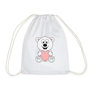 EISBÄR - HERZ - LIEBE - TIER - KINDER - BABY - Turnbeutel - Weiß - Vorne