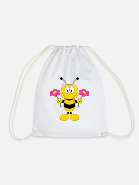 BIENE - BLUMEN - BIENCHEN MIT BLÜMCHEN - Turnbeutel - Weiß