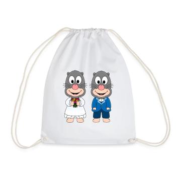MAULWÜRFE - HOCHZEIT - BRAUT - BRÄUTIGAM - LIEBE - Turnbeutel - Weiß - Vorne