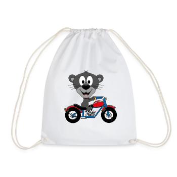 PANTHER - MOTORRAD - BIKER - TIERISCH - TIER - Turnbeutel - Weiß - Vorne