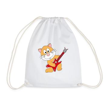 HAMSTER - GITARRE - MUSIK - TIERISCH - Turnbeutel - Weiß - Vorne