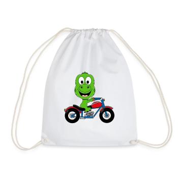 DINOSAURIER - MOTORRAD - BIKER - MOTORSPORT - Turnbeutel - Weiß - Vorne