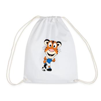 TIGER - FUßBALL - SPORT - TIER - TIERISCH - Turnbeutel - Weiß - Vorne