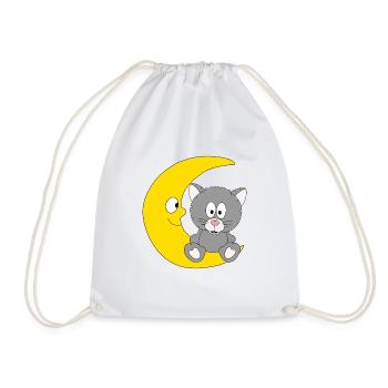 KATZE - MOND - TIER - KIND - BABY - FUN - Turnbeutel - Weiß - Vorne