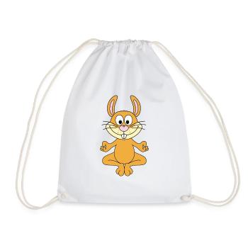 HASE - YOGA - TIER - TIERISCH - KIND - BABY - Turnbeutel - Weiß - Vorne