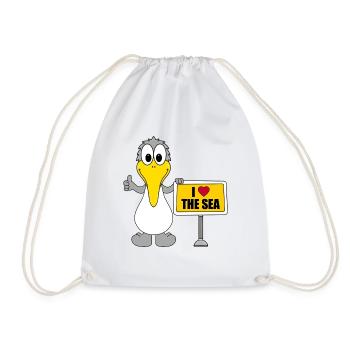 MÖWE - I LOVE THE SEA - SEE - MEER - URLAUB - Turnbeutel - Weiß - Vorne
