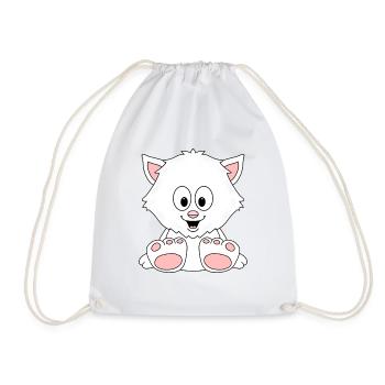 KATZE - TIER - KINDER - BABY - TIERISCH - FUN - Turnbeutel - Weiß - Vorne