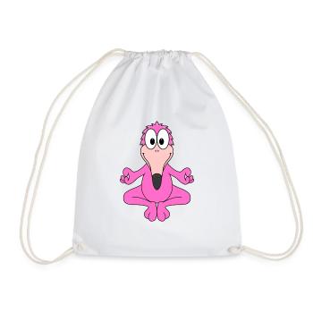 FLAMINGO - YOGA - TIER - VOGEL - TIERISCH - FUN - Turnbeutel - Weiß - Vorne