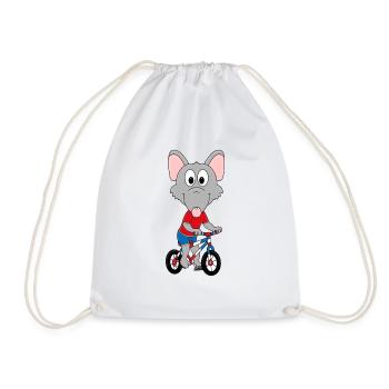 RATTE - FAHRRAD - TIER - SPORT - KIND - BABY - FUN - Turnbeutel - Weiß - Vorne