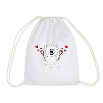 EISBÄR - SEIFENBLASEN - LIEBE - LOVE - TIER - BABY - Turnbeutel - Weiß - Vorne
