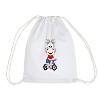 ZIEGE - FAHRRAD - TIER - KIND - BABY - Turnbeutel - Weiß - Vorne