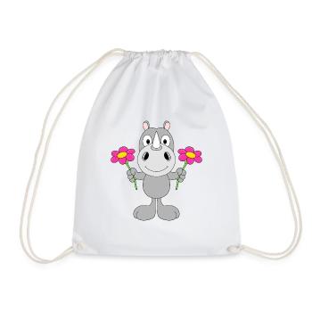 NASHORN - BLUMEN - TIER - GESCHENK - LIEBE - BABY - Turnbeutel - Weiß - Vorne