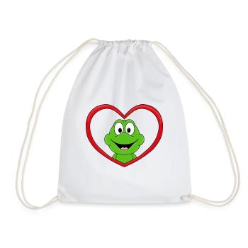 LIEBE - LOVE - FROSCH - TIER - KIND - BABY - FUN - Turnbeutel - Weiß - Vorne