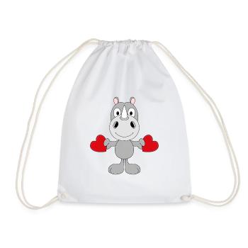 LIEBE - LOVE - NASHORN - TIER - KIND - BABY - FUN - Turnbeutel - Weiß - Vorne