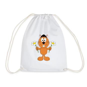 BLUMEN - BIBER - OTTER - MARDER - KINDER - BABY - Turnbeutel - Weiß - Vorne