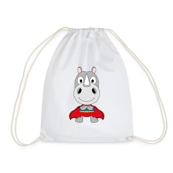 SUPERHELD - NASHORN - TIER - KIND - BABY - FUN - Turnbeutel - Weiß - Vorne