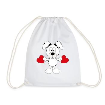 HUND - LIEBE - TIER - TIERLIEB - HERZEN - BABY - Turnbeutel - Weiß - Vorne
