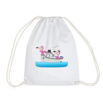 FLAMINGOS - BOOT - SCHIFF - LIEBE - SEEFAHRER - Turnbeutel - Weiß - Vorne