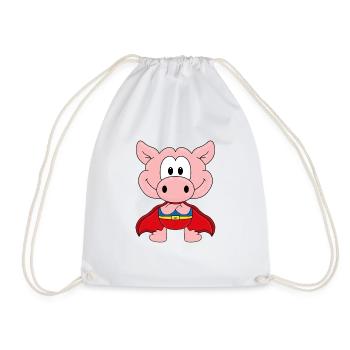 SUPERHELD - SCHWEIN - SAU - TIERISCH - KIND - BABY - Turnbeutel - Weiß - Vorne