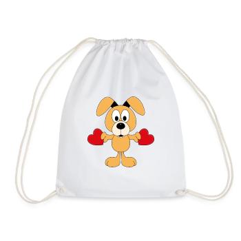 HUND - LIEBE - LOVE - TIERISCH - VERLIEBT - FUN - Turnbeutel - Weiß - Vorne