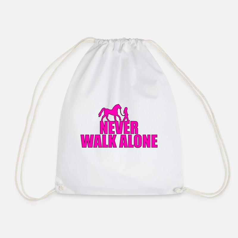 NEVER WALK ALONE - PFERD - REITERIN - PONY - LIEBE - Turnbeutel - Weiß