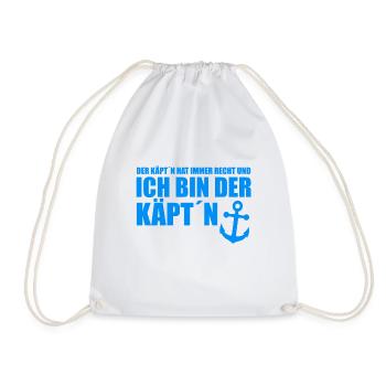 DER KÄPT´N HAT IMMER RECHT - KAPITÄN - BOOT - MEER - Turnbeutel - Weiß - Vorne