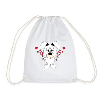 HUND - LIEBE - SEIFENBLASEN - TIERLIEB - TIERISCH - Turnbeutel - Weiß - Vorne