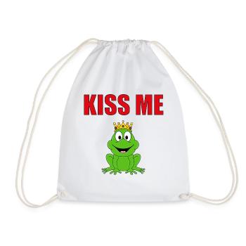 KISS ME - FROSCHKÖNIG - FROSCH - TIERISCH VERLIEBT - Turnbeutel - Weiß - Vorne