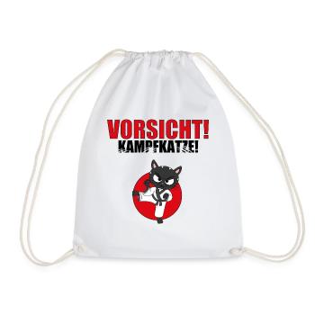 VORSICHT! KAMPFKATZE! - KARATE - JUDO - JAPAN - Turnbeutel - Weiß - Vorne